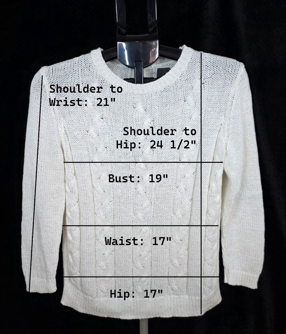 Talbots White Cable Knit Sweater | Size Small | Classic Cotton Blend Pullover - Picture 3 of 7